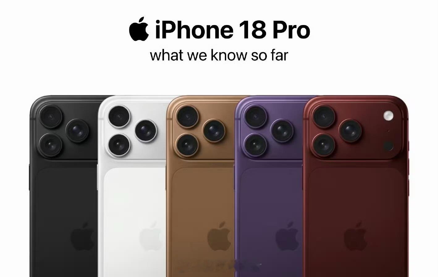 iPhone18Pro最新前瞻这几款配色确实还可以，其它方面要把影像搞搞好，价格