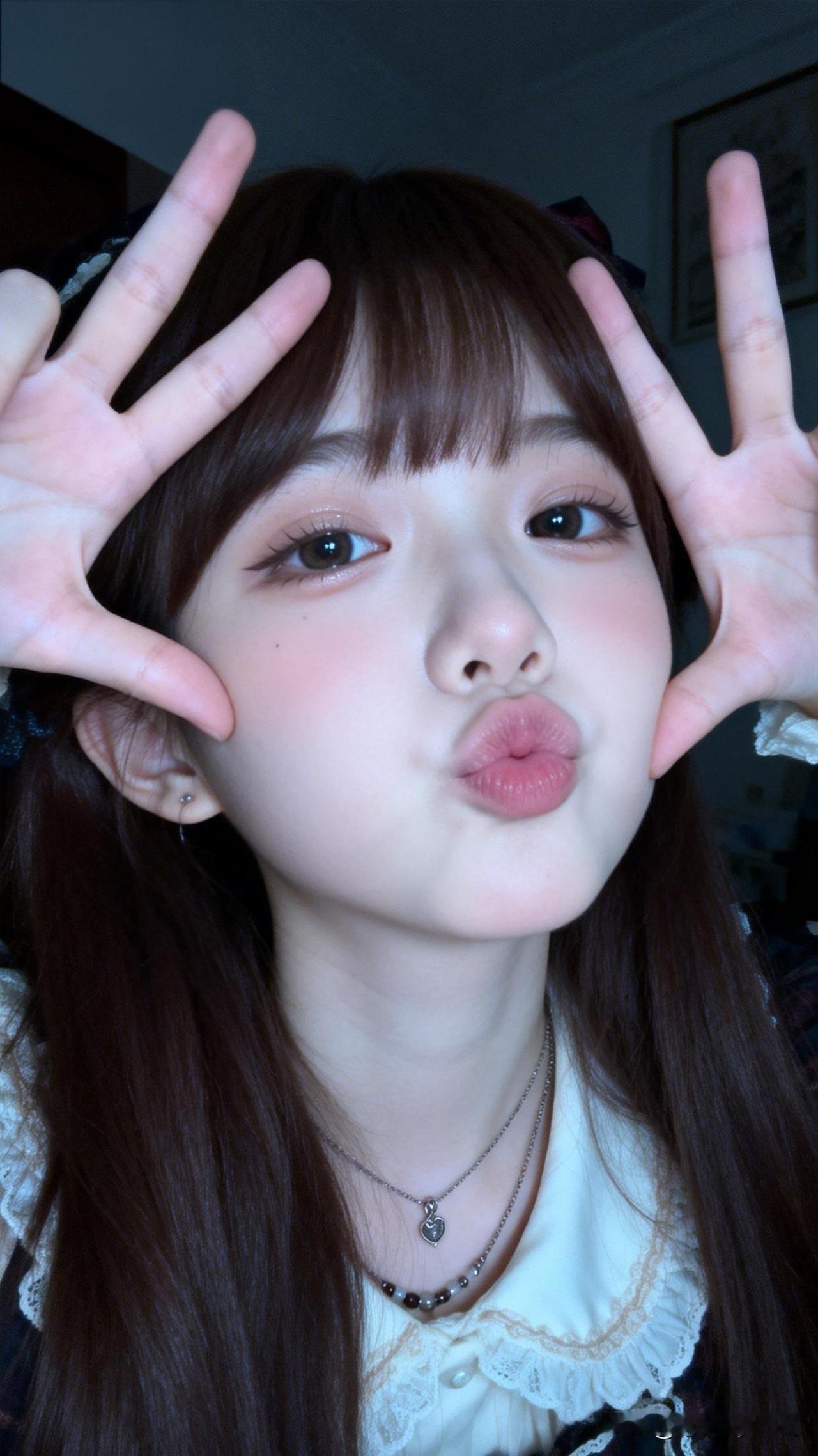 元气满满的小可爱，手比爱心，元气满满的一天开始啦！💖🌟