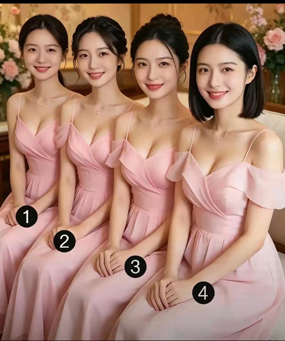 四位美丽伴娘，想找对象，你喜欢几号？