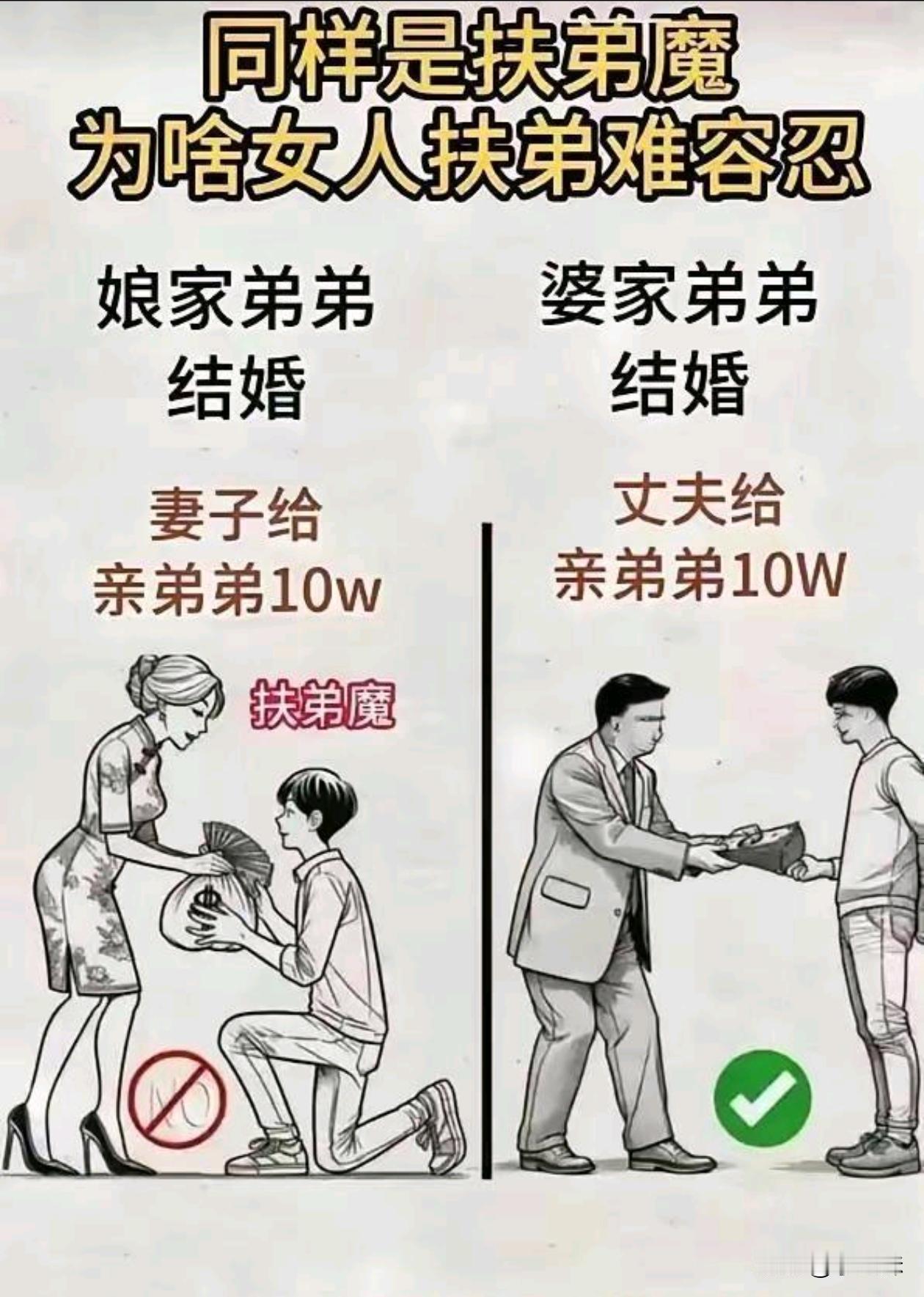 同样是扶弟魔
为啥女人扶弟难容忍