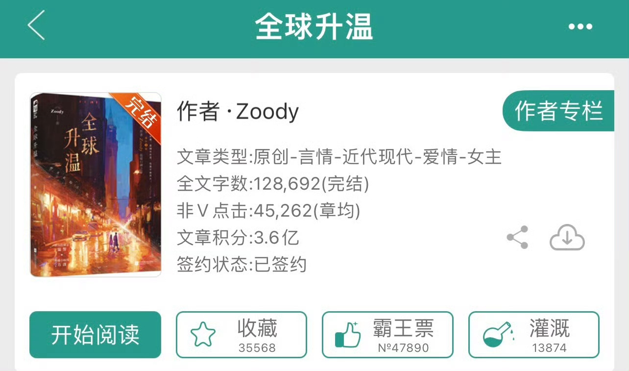 小说推荐：《全球升温》 作者:Zoody简评：木雕小师傅vs古玩收藏家，男追女，
