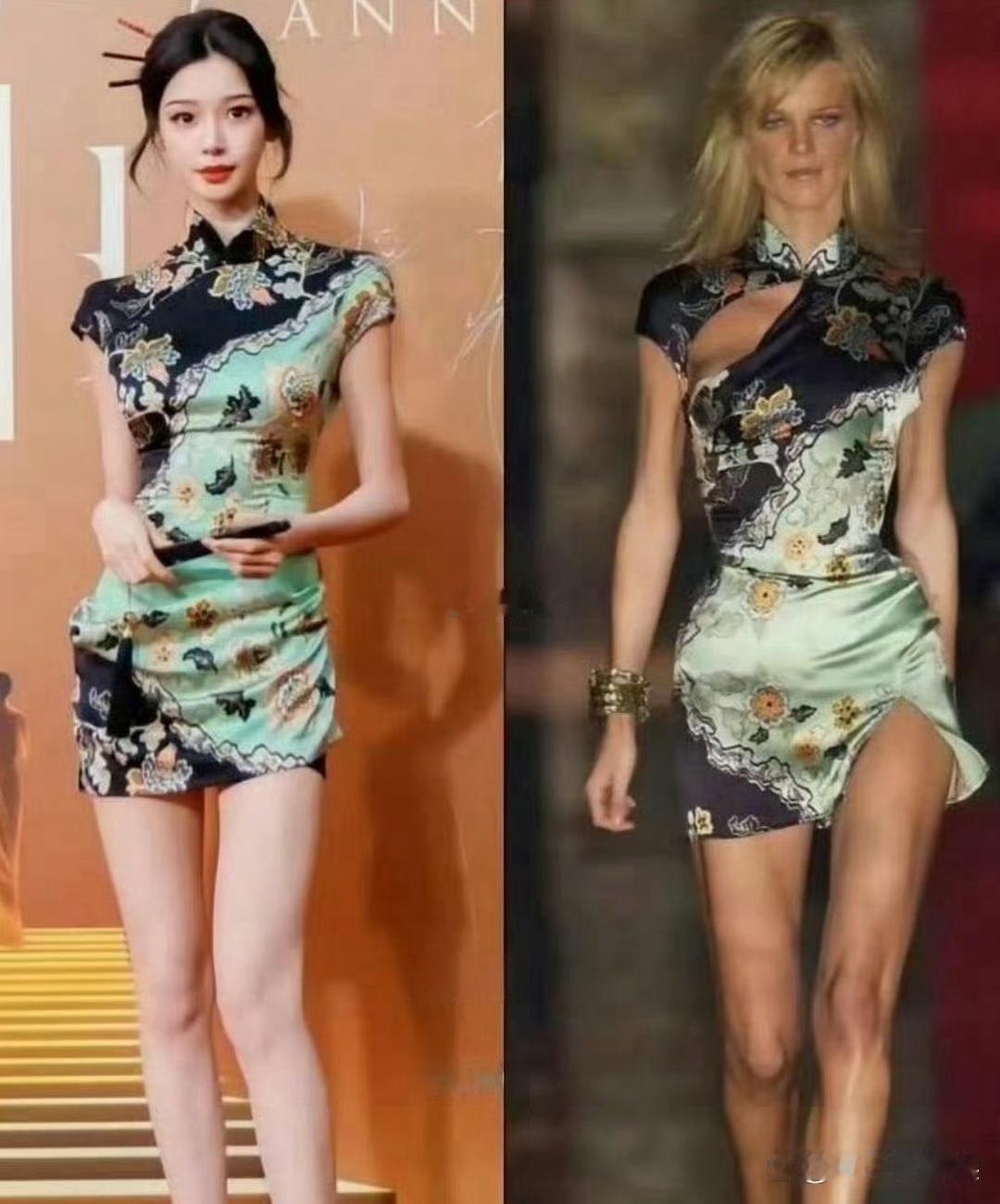 易梦玲把领口处缝起来了，竟然比原版好看！ 