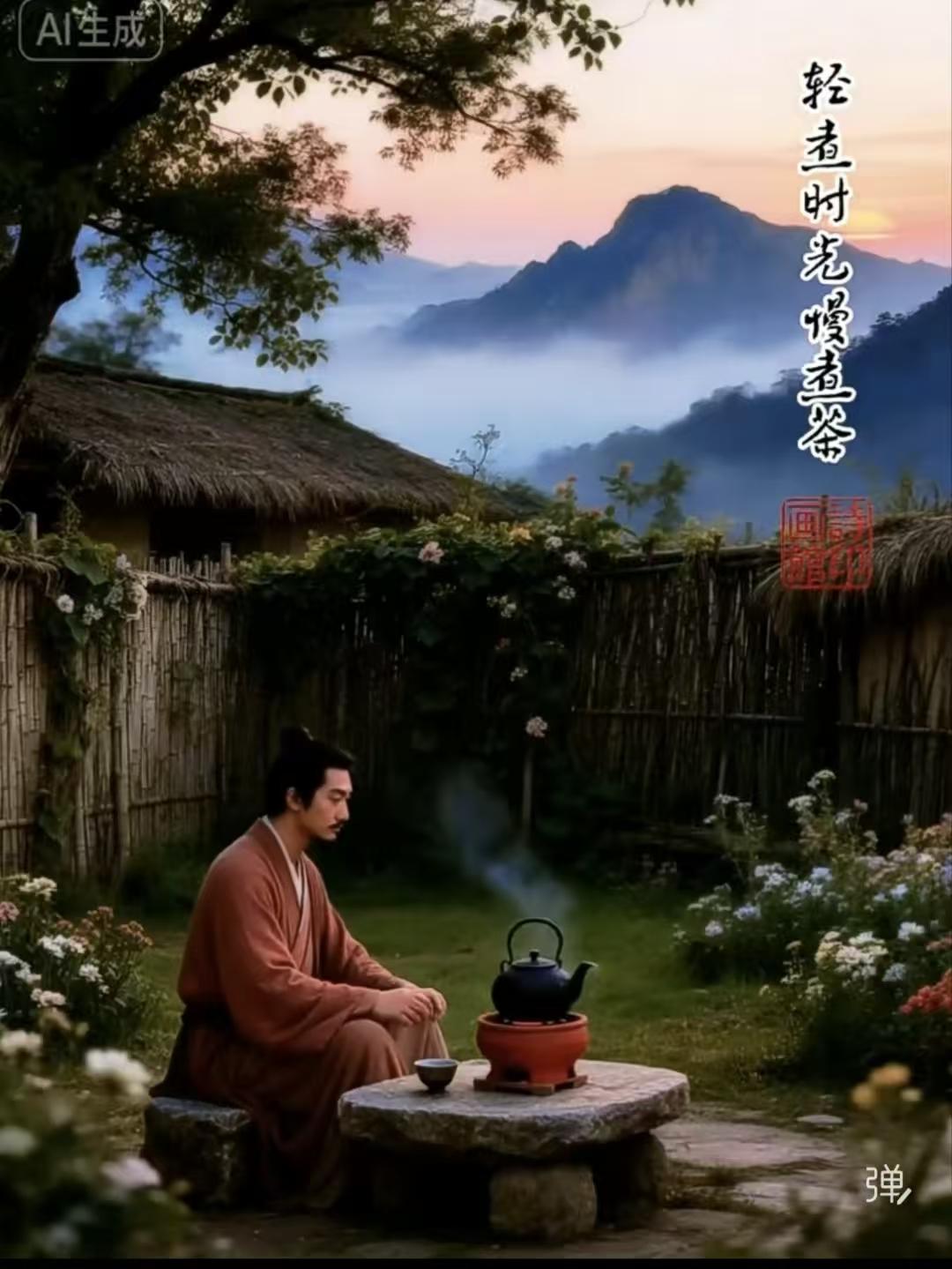 塞鸿秋·田园秋兴 
青山作幕田舍家，
春繁秋稻浪如沙。
鸡犬戏，稚子哗，
一粥一