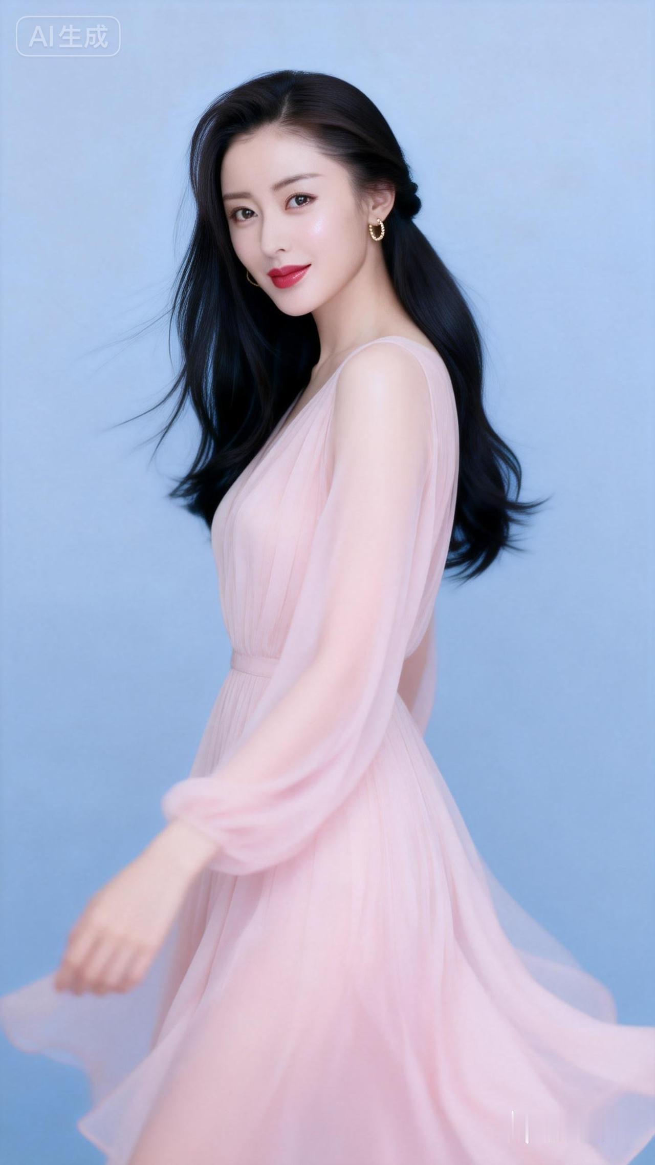 梦幻粉裙少女，温柔似水，优雅动人