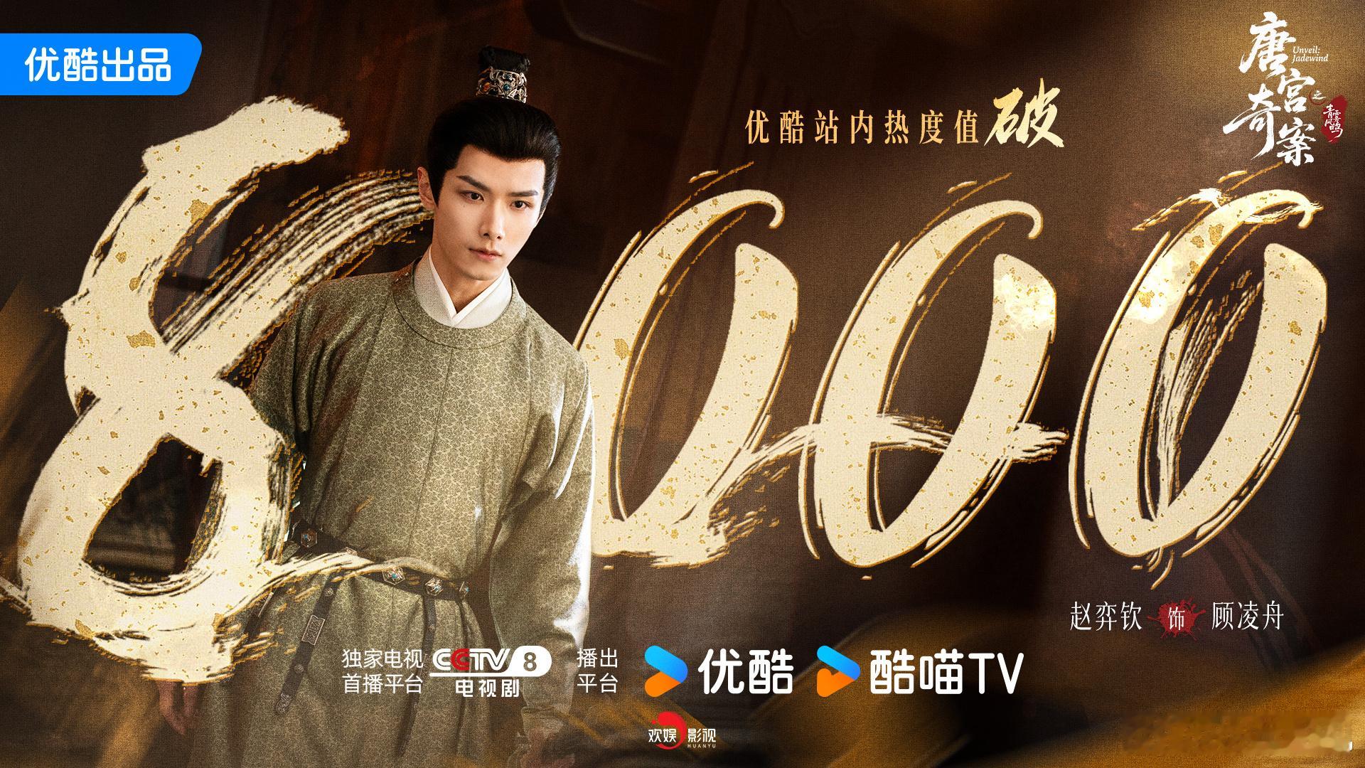 人心为钥，层局相扣。恭喜欢娱影视演员主演的《唐宫奇案 》优酷站内热度值破8000