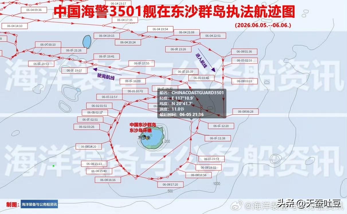 海警】6月27日至28日，中国海警3101舰在我国东沙群岛及周边水域（进入所谓“