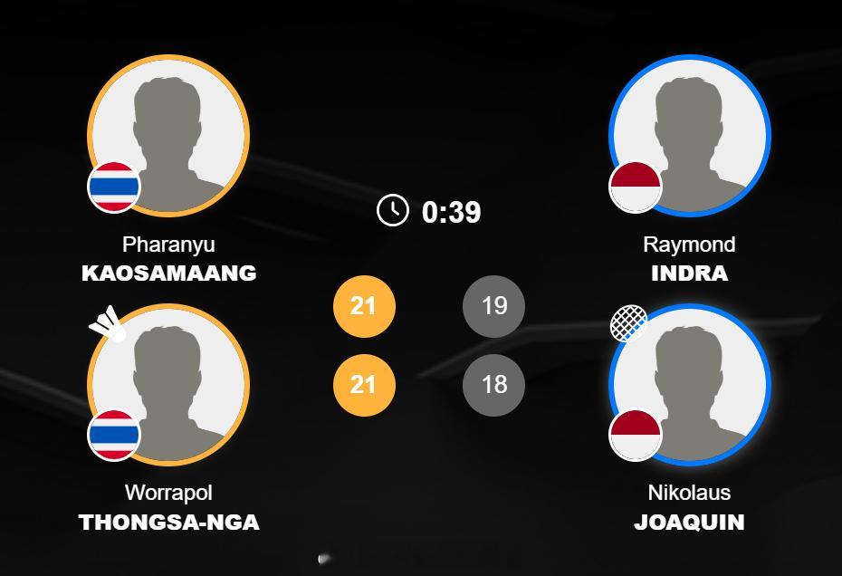 男团 1/4赛 泰国 2-2 印尼 男单 帕尼查蓬 13-21 20-22 乌拜