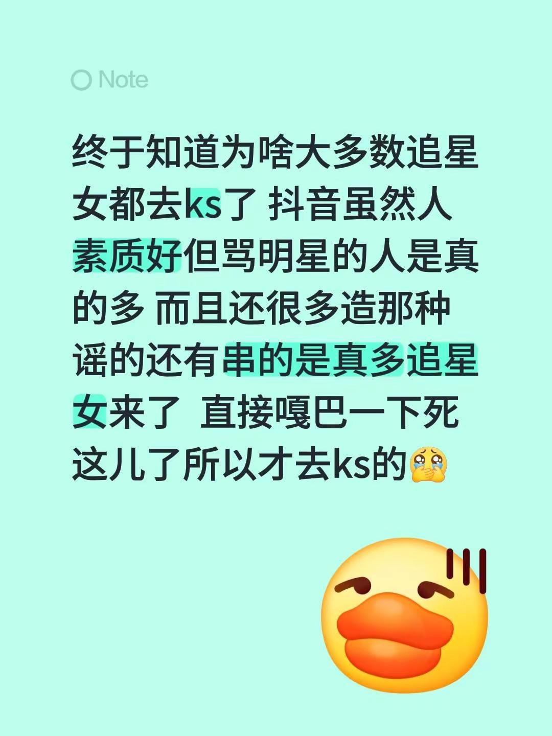 终于知道为啥大多数追星女都去ks了   虽然人素质好  但骂明星的人是真的多 而