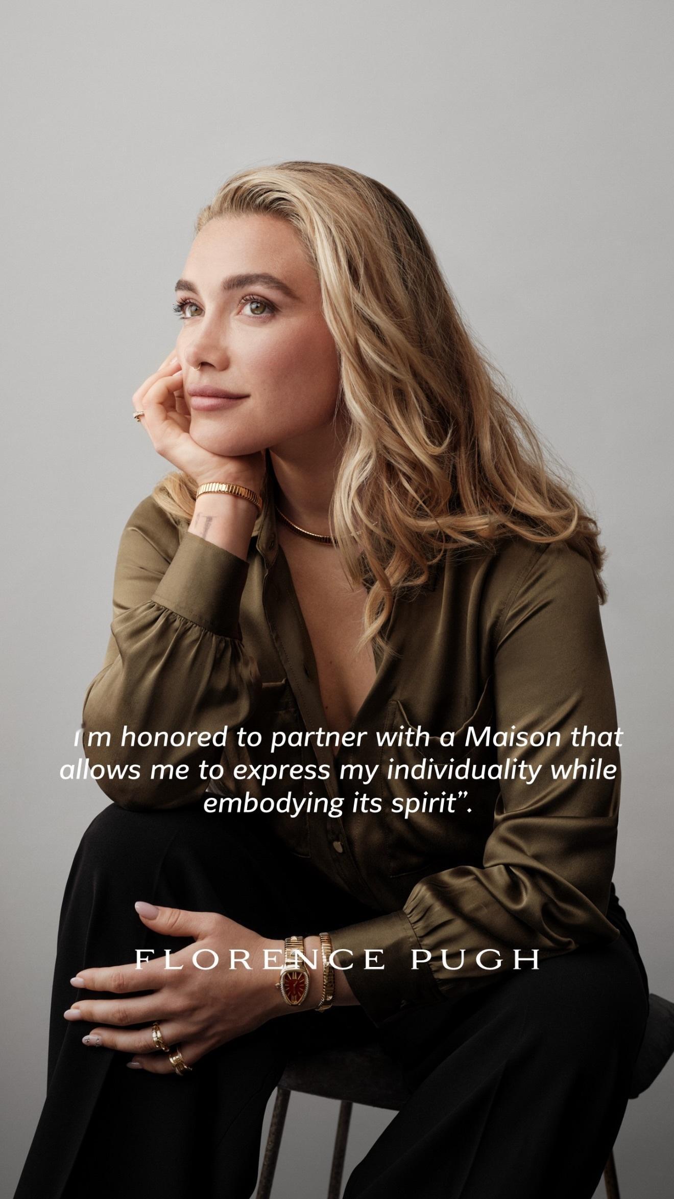 Florence Pugh 官宣出任宝格丽品牌代言人，恭喜皮尤收获新奢牌代言。 