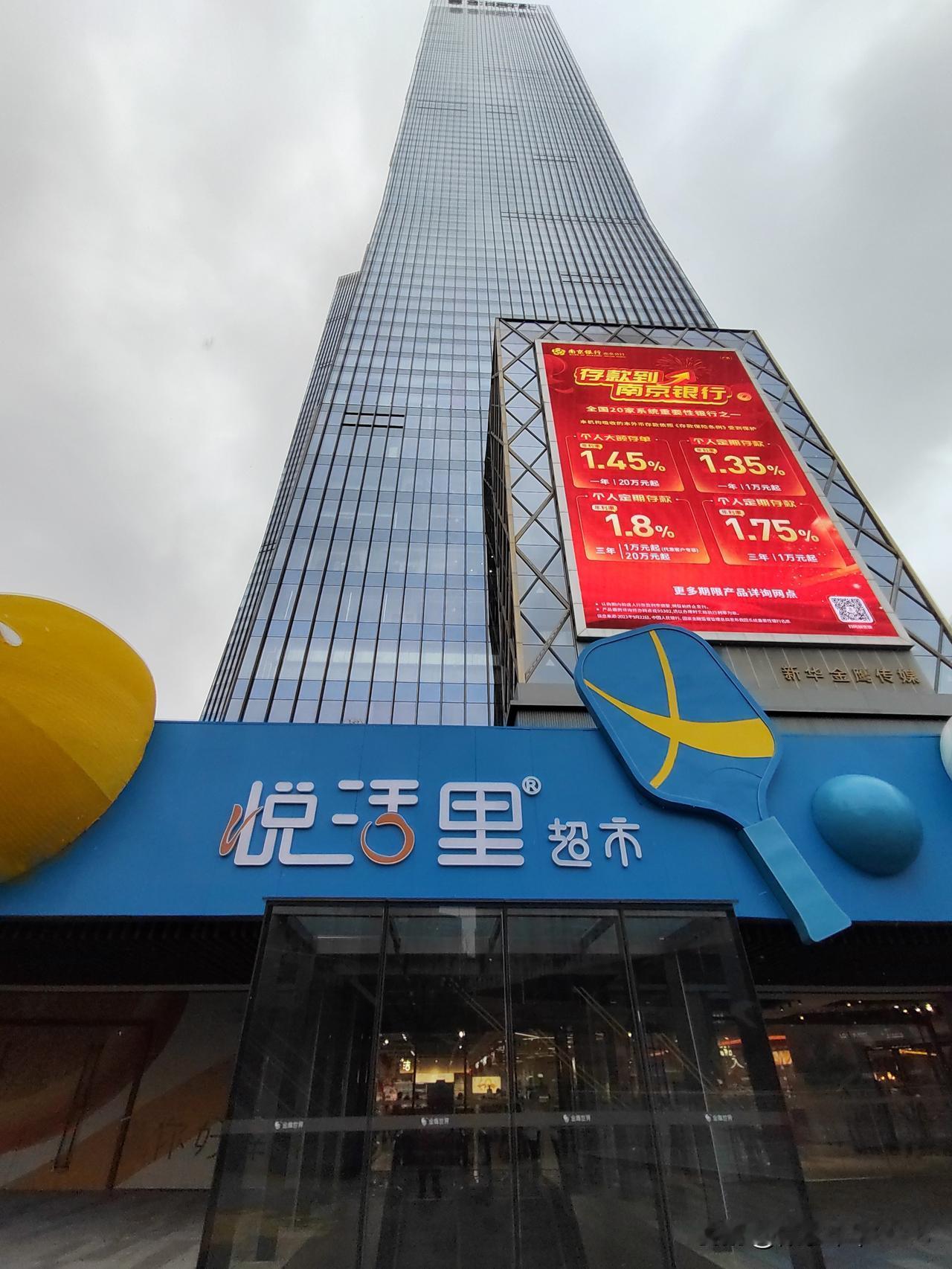 今天南京气温骤降，天空时不时飘起了雪花，下午和老伴一起去金鹰世界悦活里超市逛一逛