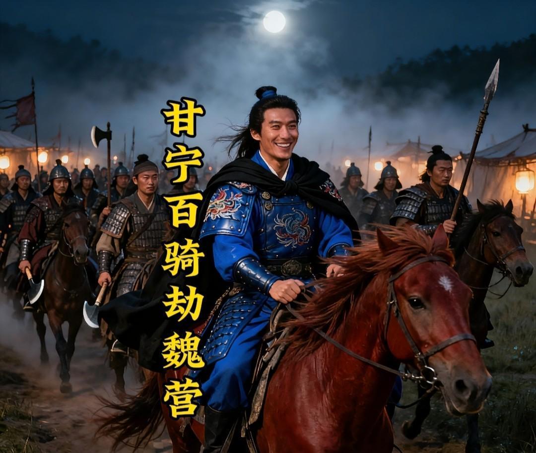 哈哈！《三国演义》中甘宁百骑劫魏营，还没损一人一骑，听着挺玄乎！其实，那是因为当
