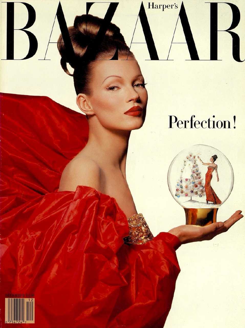 【来自投稿】1993年美国版《时尚芭莎》杂志12月刊封面，封面人物是凯特·摩斯2