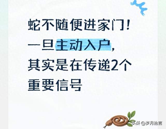 蛇不随便进家门！一旦主动入户，其实是在传递2个重要信号