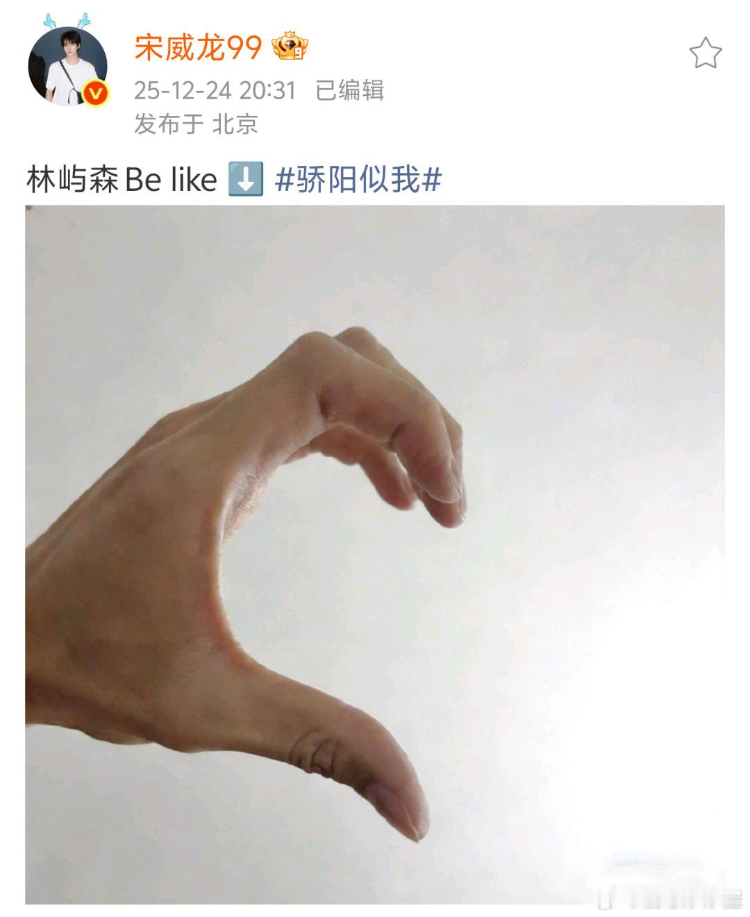 宋威龙人高手大还是有好处的，比了好标准的半颗心啊赵今麦给宋威龙气坏了