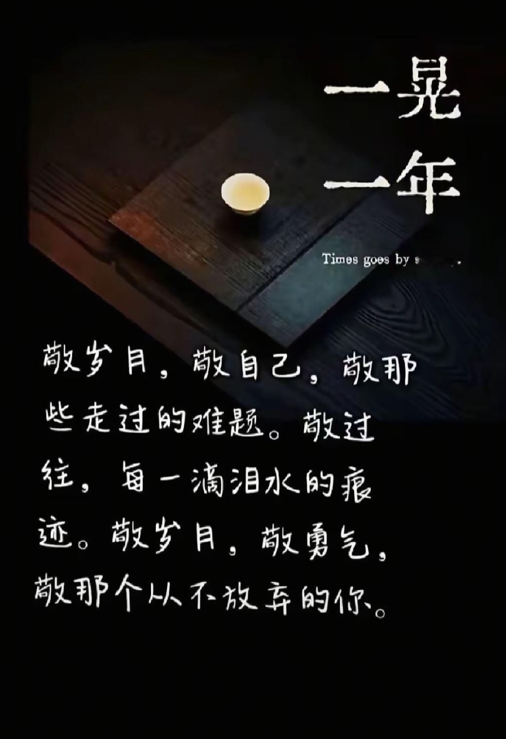 一晃  一年敬岁月，敬自己，敬那些走过的难题。敬过往，每一滴泪水的痕迹。敬岁月，