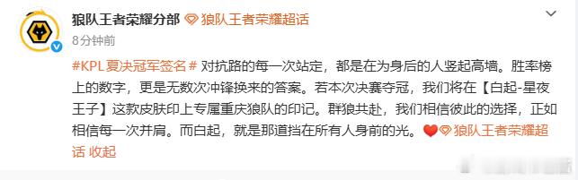 KPL夏决冠军签名白起艾琳谁能闪耀厦门狼队TTG各锁定一款冠军签名皮肤，白起代表