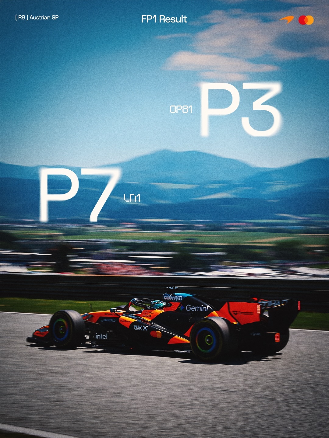 周末的第一场练习赛完成☑️奥斯卡P3，兰多P7McLaren｜2026F1奥地利