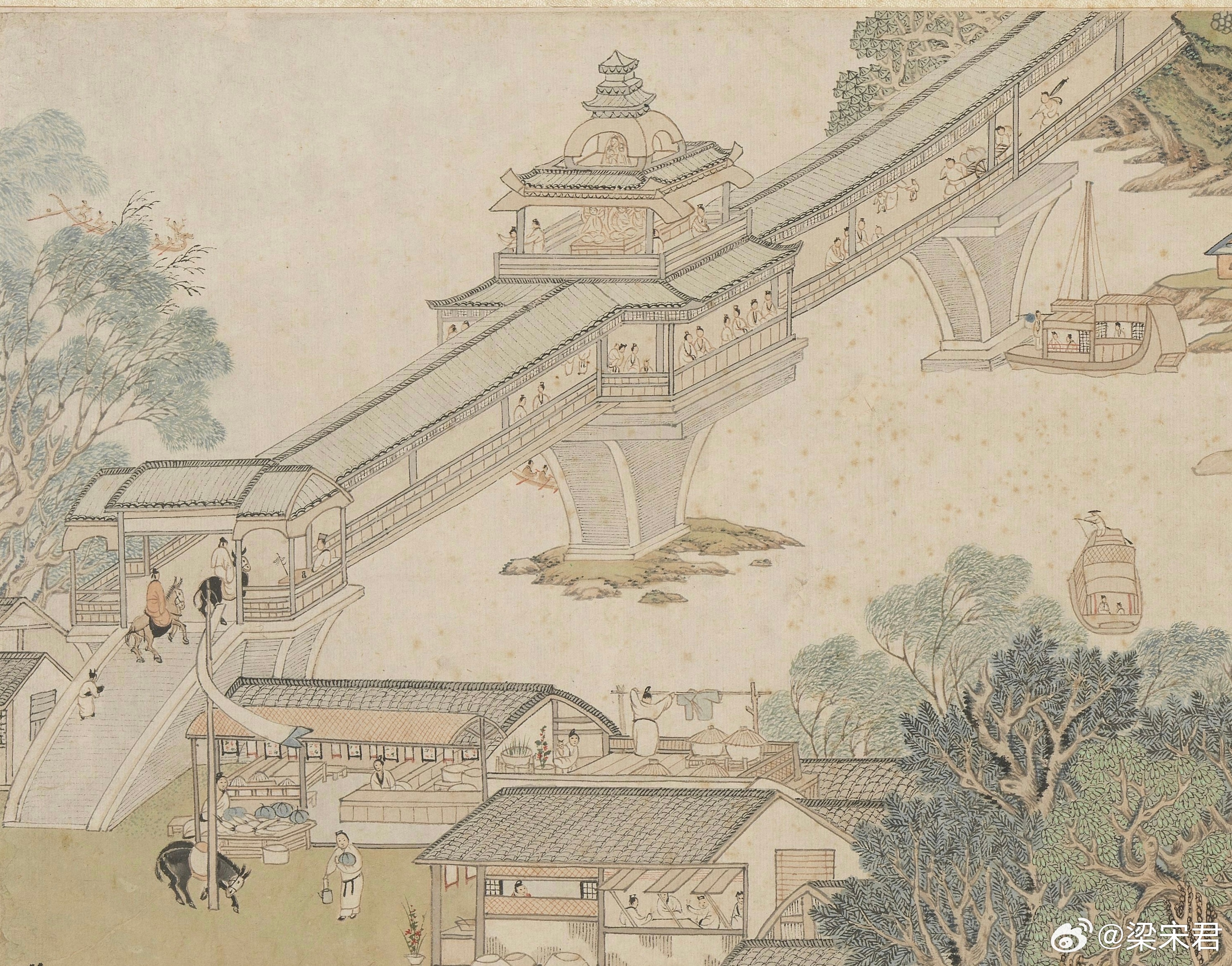 明人笔下的廊桥（图一）宁波奉化元代南渡广济桥（墩为元代，屋为清代，图二三四） ​