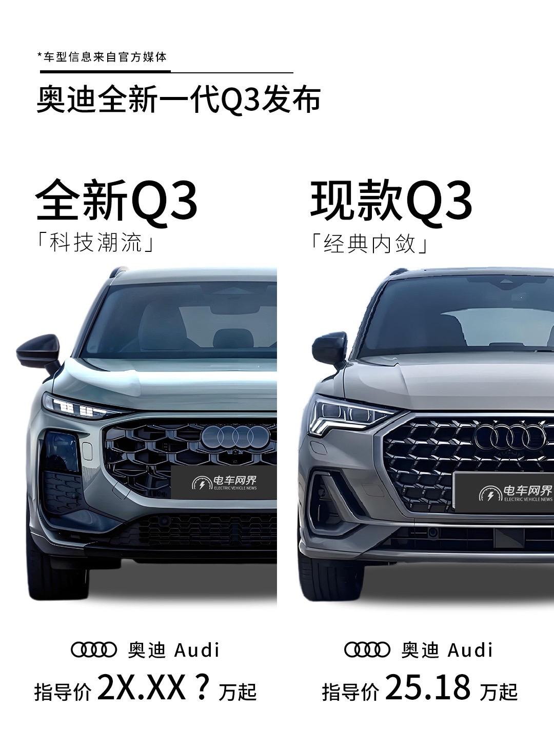 全新一代奥迪Q3发布 新老对比。新一代奥迪Q3海外正式发布。作为奥迪Q...