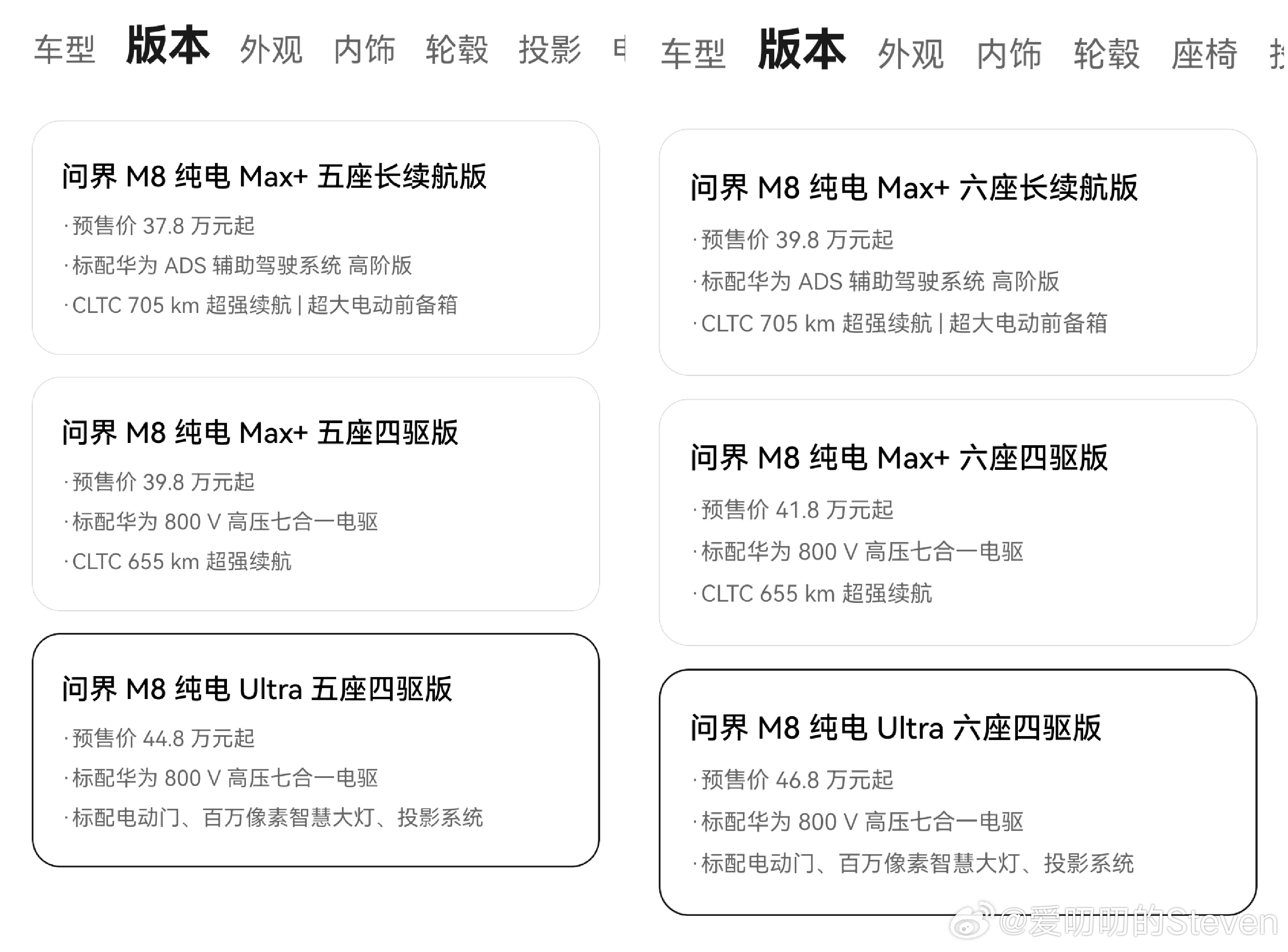 问界M8 纯电版 小定开启37.8万起 全新配色夜紫限时免费，新增松露棕内饰这个