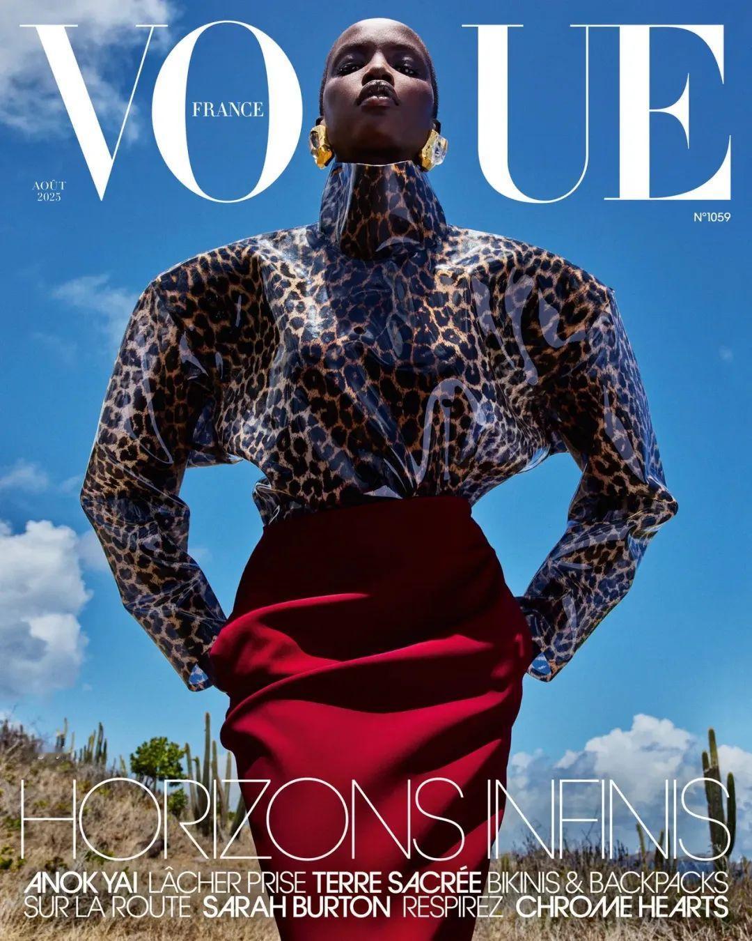 Anok Yai登上《Vogue France》八月刊封面，身穿Saint La