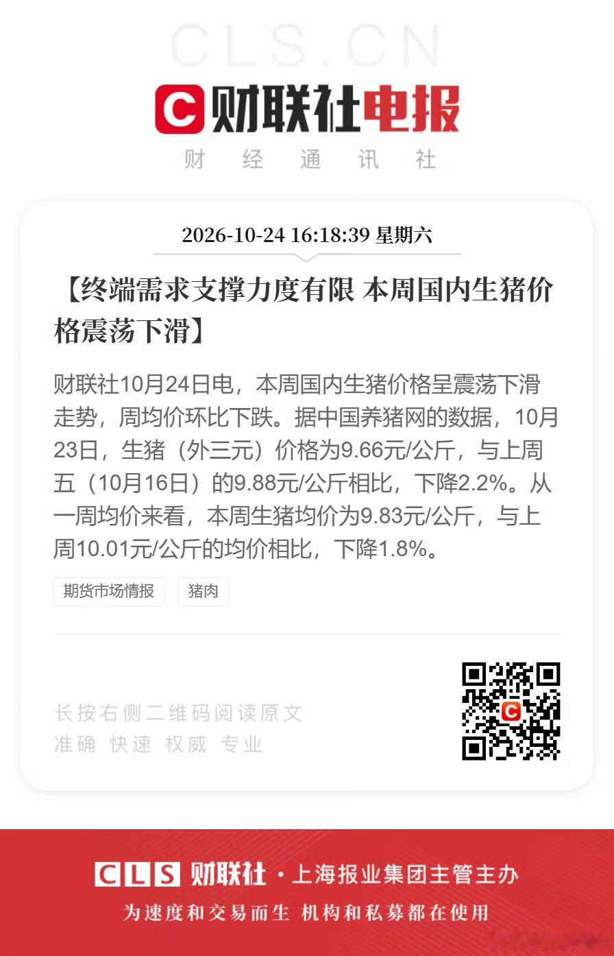 猪价，或许已经到了周期的底部区域[微笑] ​​​