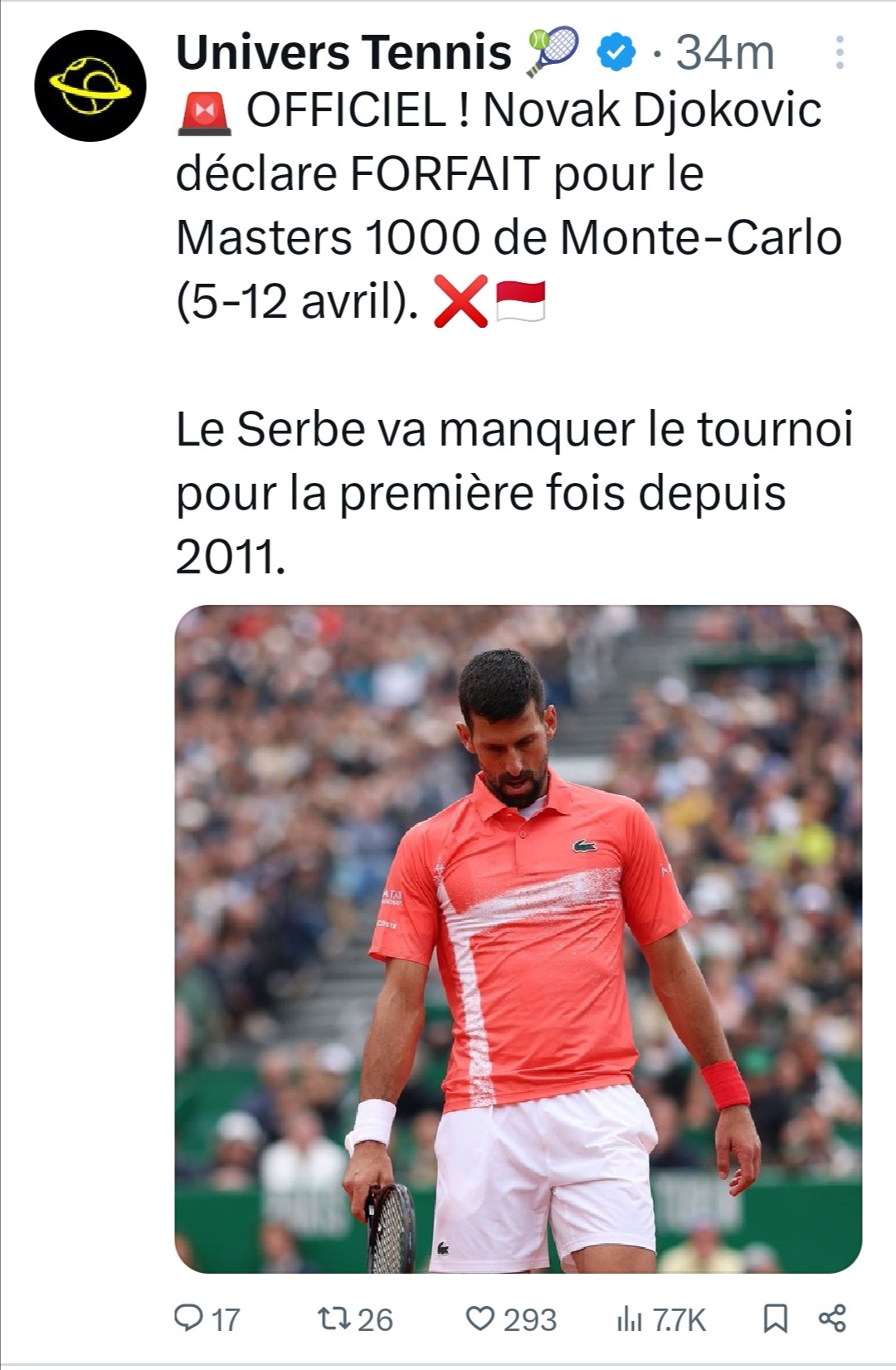 德约科维奇 官宣你闹退赛蒙卡❌放弃三圈金大师机会又去日内瓦过生日？去马德里临幸伯