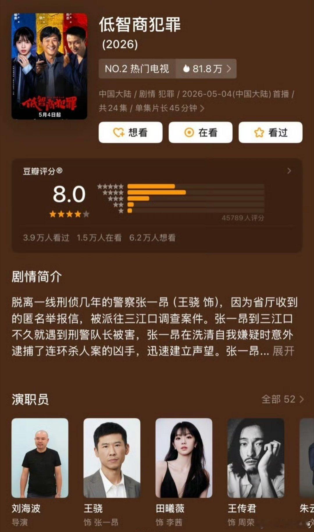 低智商犯罪 豆瓣开分8.0分
