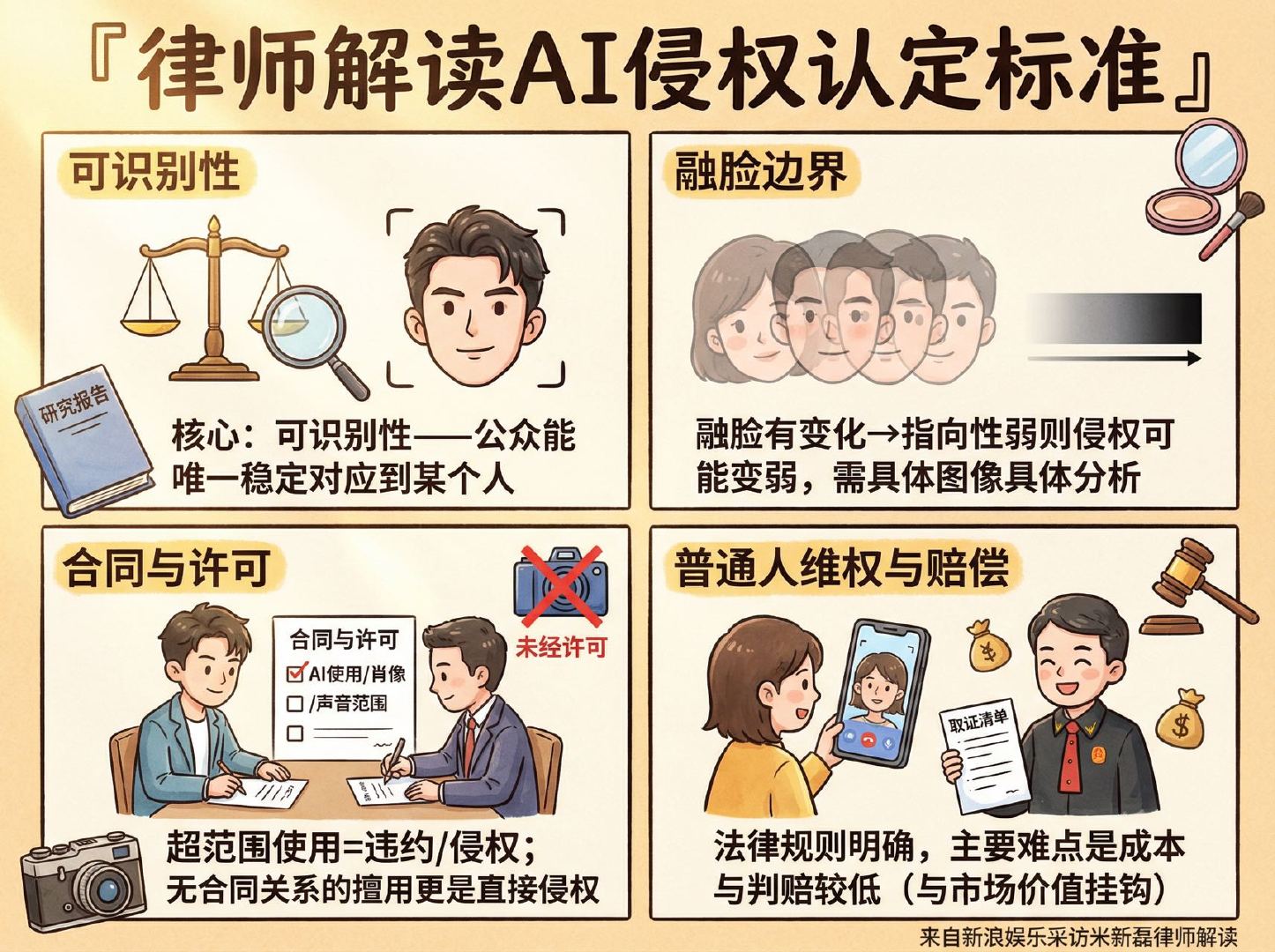 头部演员团队谈演员人脸AI授权 律师科普AI侵权标准。米新磊律师表示，只要AI生