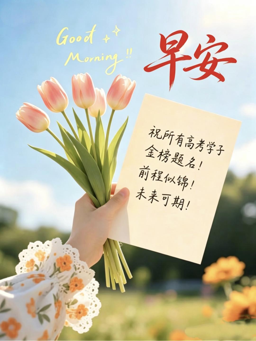 向日葵开了，夏日正灿烂。亲爱的少年，今天你走进考场，背后是无数个咬牙坚持的夜晚。