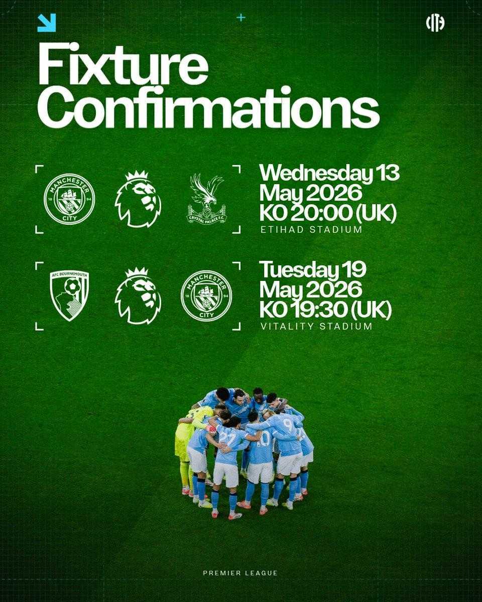 两场英超+足总杯决赛，曼城将在6天内进行三场比赛随着英超第37轮以及对阵水晶宫补