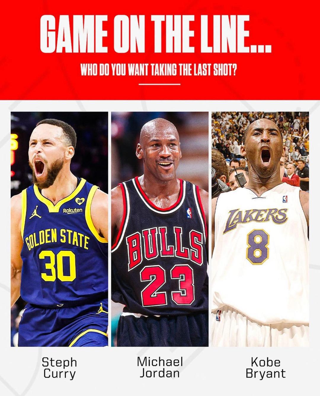 ESPN晒图问道：乔丹、科比、库里，你会让谁来投最后一攻？[思考] ​​​