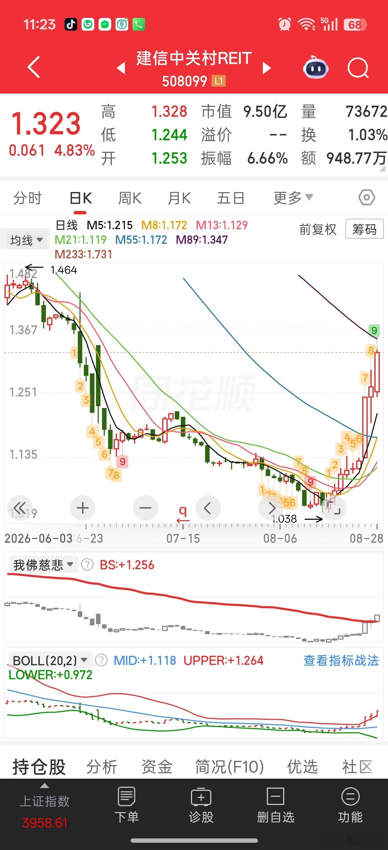 这是一个REIT基金，最近走势比很多个股都牛还拉了个涨停。。。不过看上市以来的表