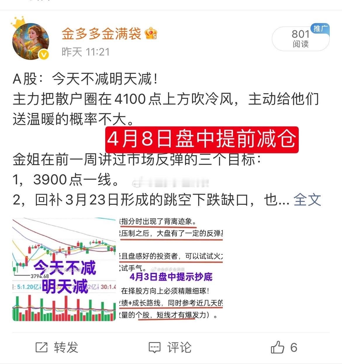 A股：这个人对市场的观点与众不同！4月3日提示加仓，4月8日提示减仓！一次成功的