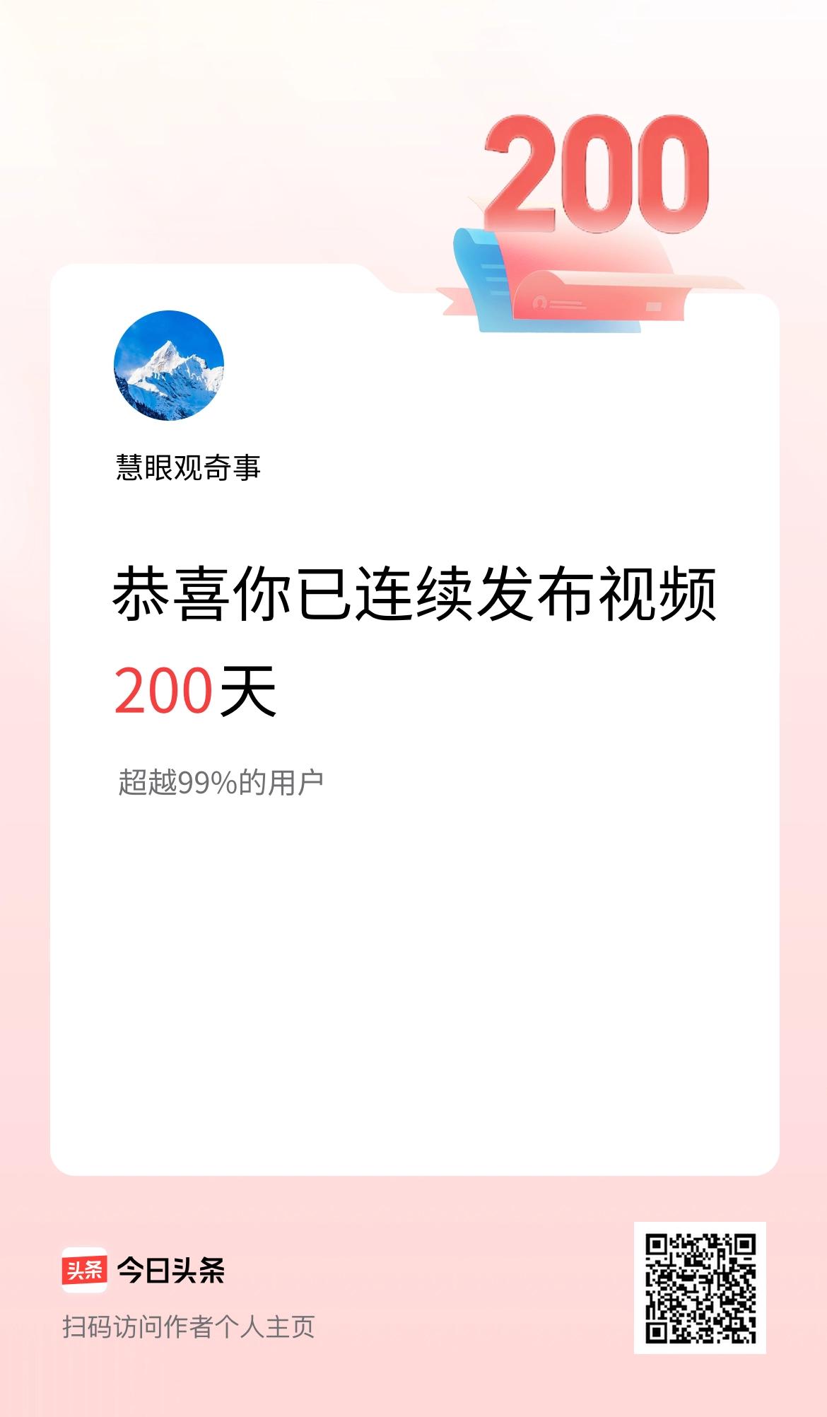 我在头条连续视频投稿200天