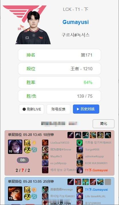 偶像入选名人堂！Gumayusi赛前登上韩服玩了一把卡莎，但战绩2-7-2早在2