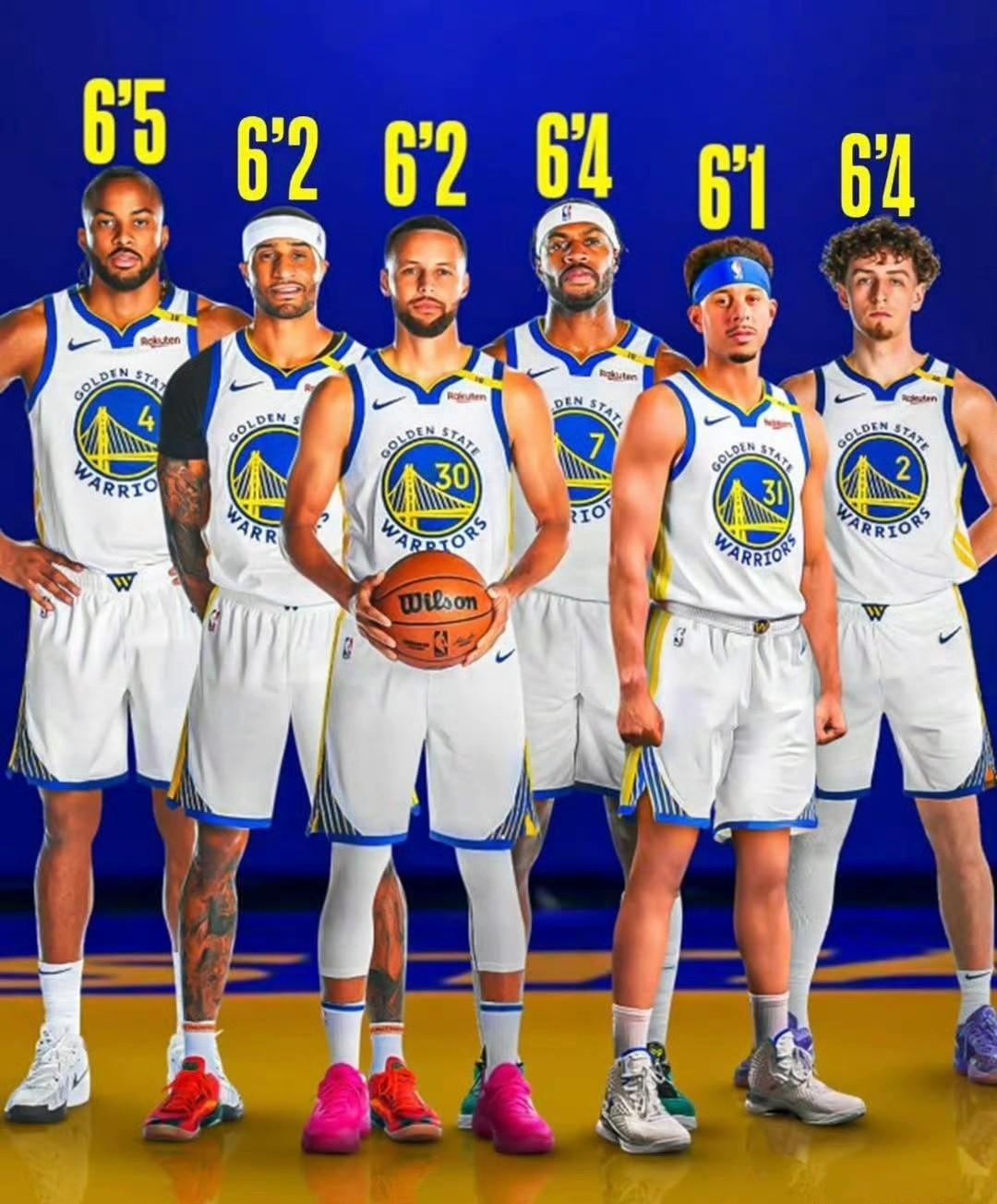 NBA平均身高最矮的球队是勇士，平均身高最高的球队是老鹰。负担最重的球队非湖人莫