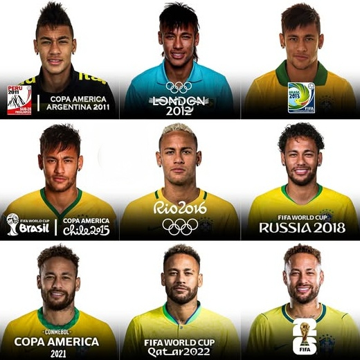 🇧🇷 内马尔的历年参赛证件照，2014年的最帅世界杯三场开幕式