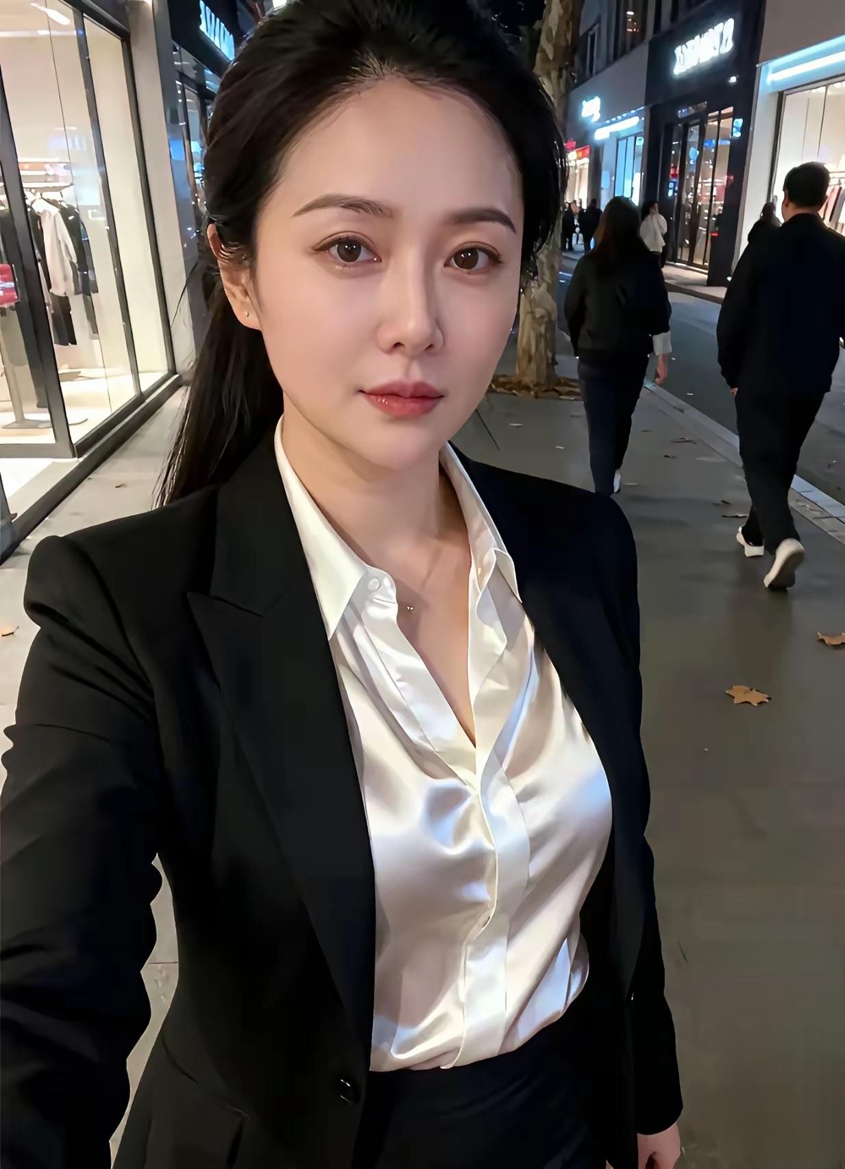 下班路上拍了一张美美的自拍。