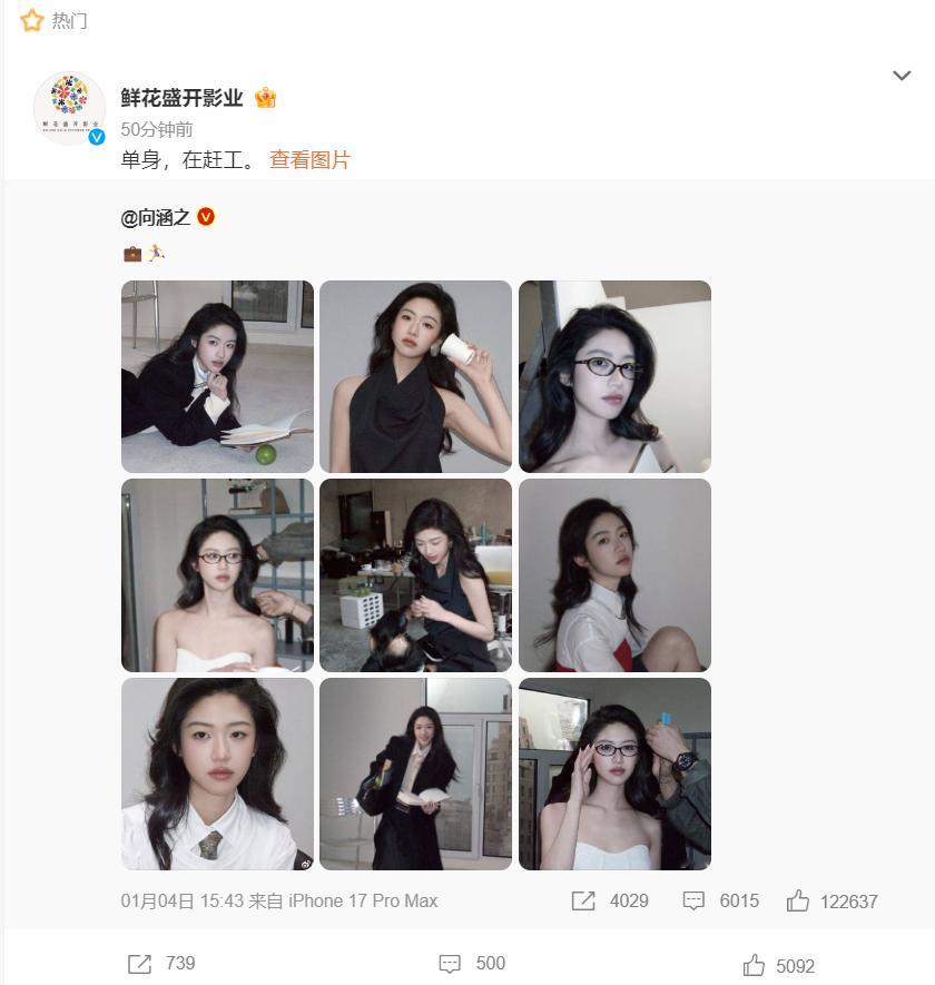 向涵之方称目前单身1月4日晚，向涵之更新了一则微博动态，并配上“提包”和“奔跑”