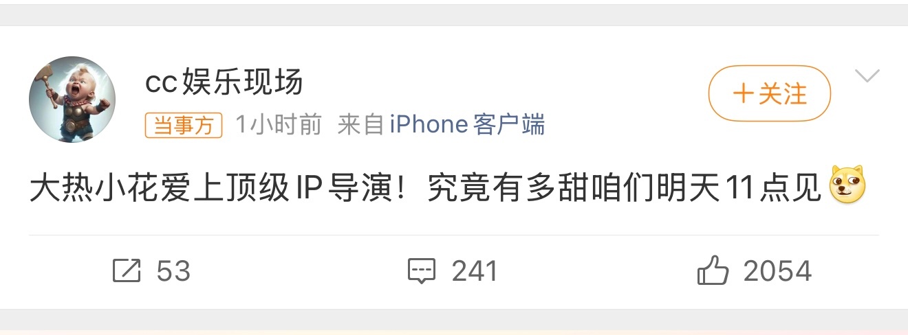 曝大热小花与顶级IP导演恋情大热就是糊，小花就是十八线，顶级ip就是没什么代表作