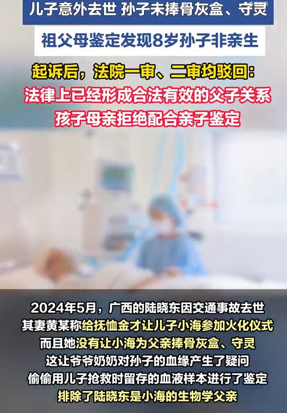 太讽刺了！儿子去世孙子不捧骨灰盒被查出非亲生，结果，儿媳要钱，孙子非亲生，爷爷奶