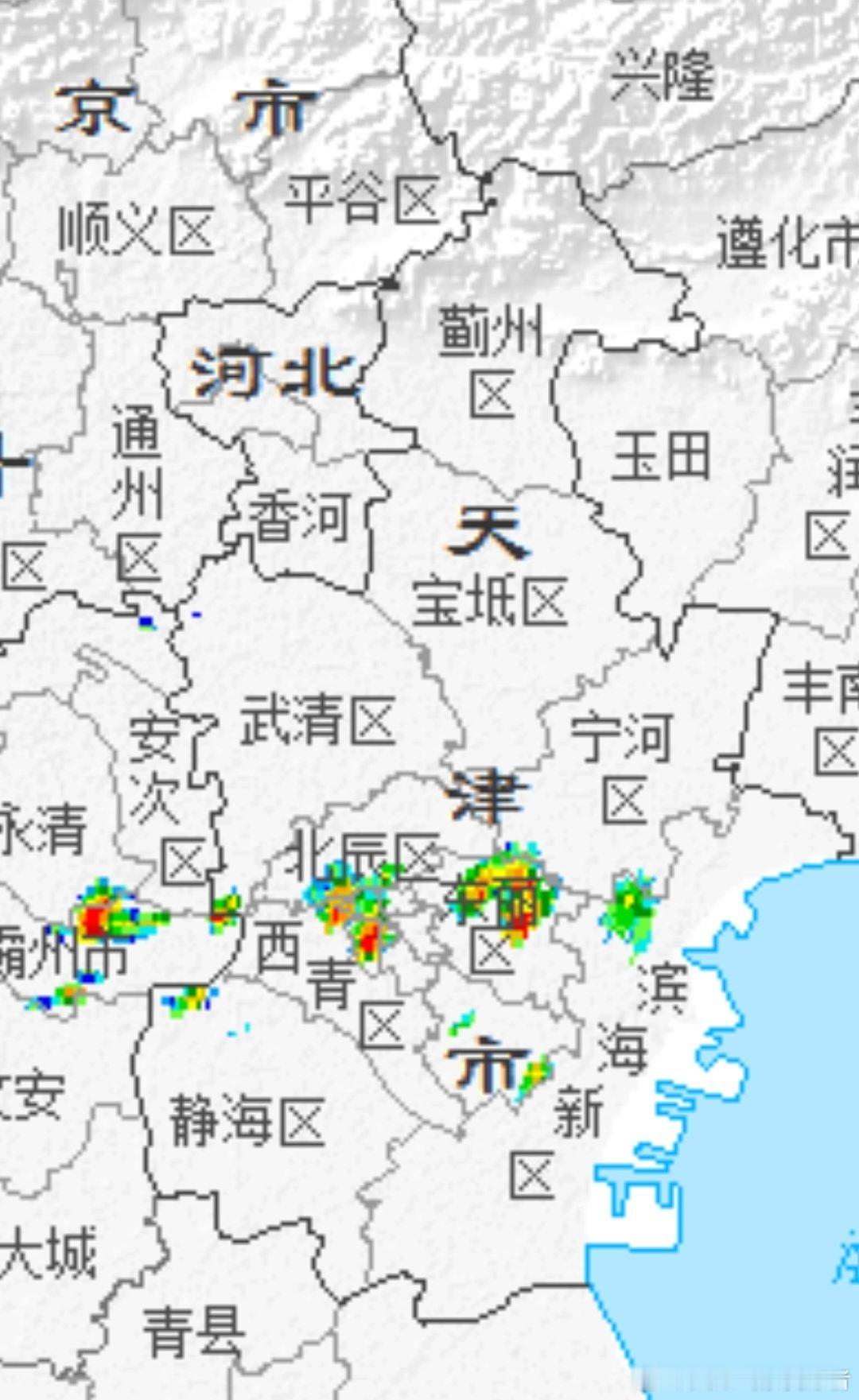 分散对流开始遍地开花。这算是白海豚外围的暖湿气流影响，并非主力降水。今天全天始终