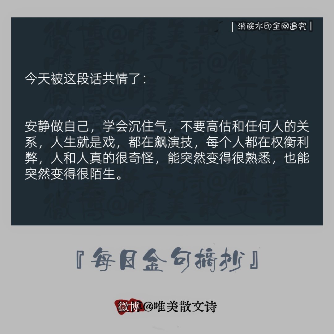 “今天被这段话共情了：” 