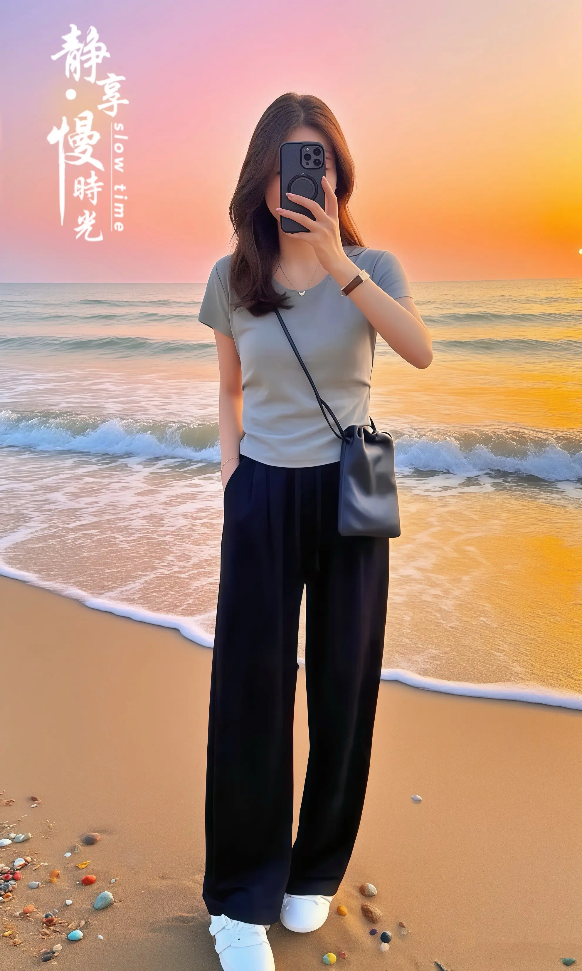 2025夏季新款女装套装，用简约设计诠释“毫不费力的时髦”。 纯色短袖...