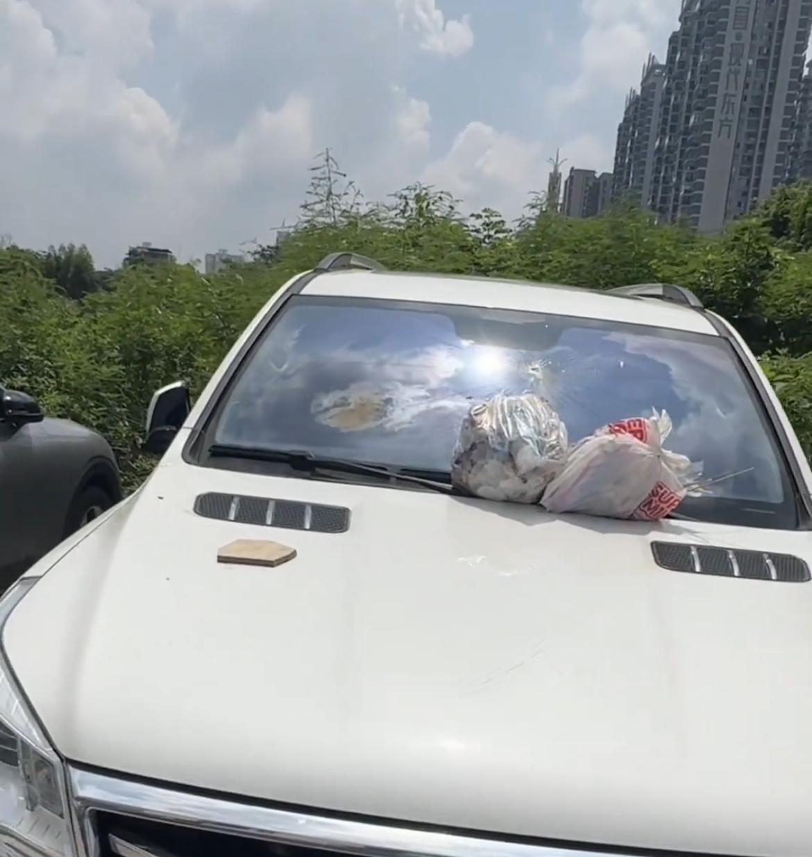 【玉林多辆汽车停小区旁被丢垃圾弄坏玻璃】

7月27日，网友爆料称：玉林市有多辆