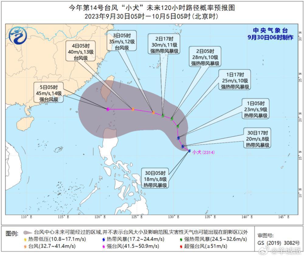 【第14号台风“小犬”生成！可达强台风级，或影响我国沿海】根据中央气象台观测，今