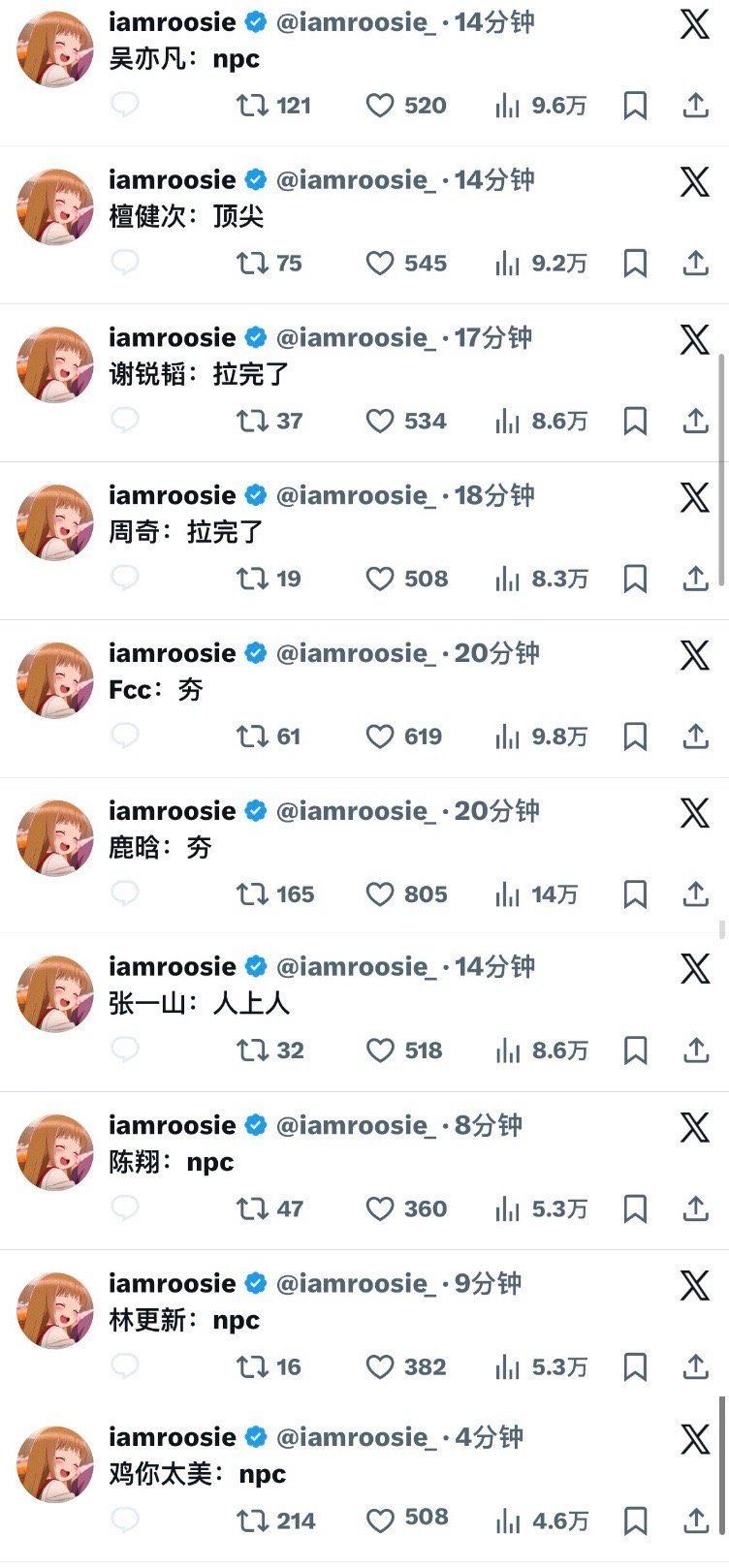 iamrooise 转战 丢脸丢到国外，还给男明星排了个名，谁是你心中的第一☝️