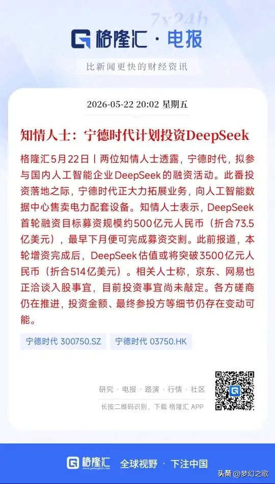 晚上，AI大模型传出重大利好消息，宁王也要入股大模型最新消息，宁王将要投资Dee