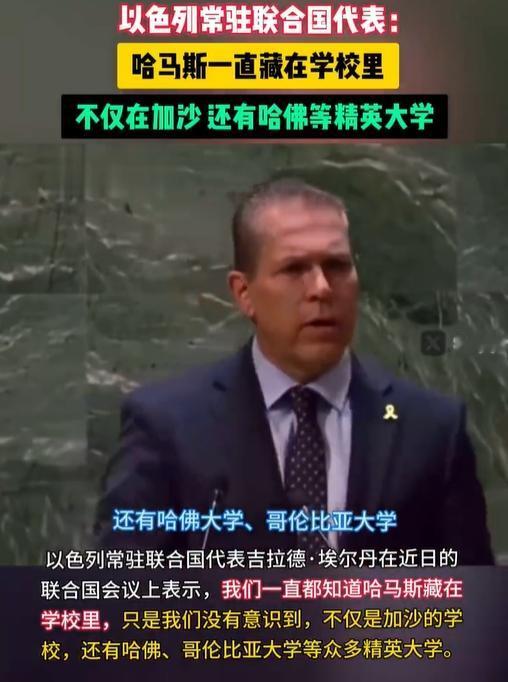 以色列常驻联合国代表：哈马斯一直藏在学校里，不仅在加沙，还有哈佛等精英大学。